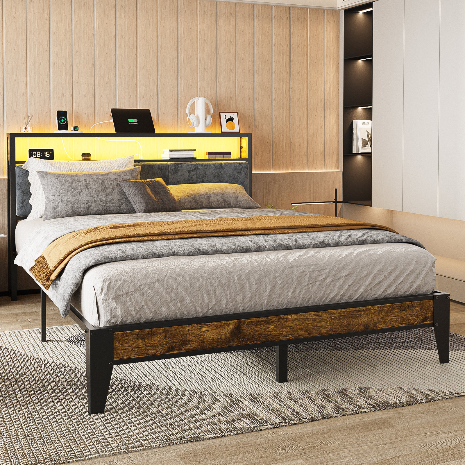 Lighted bed frame discount